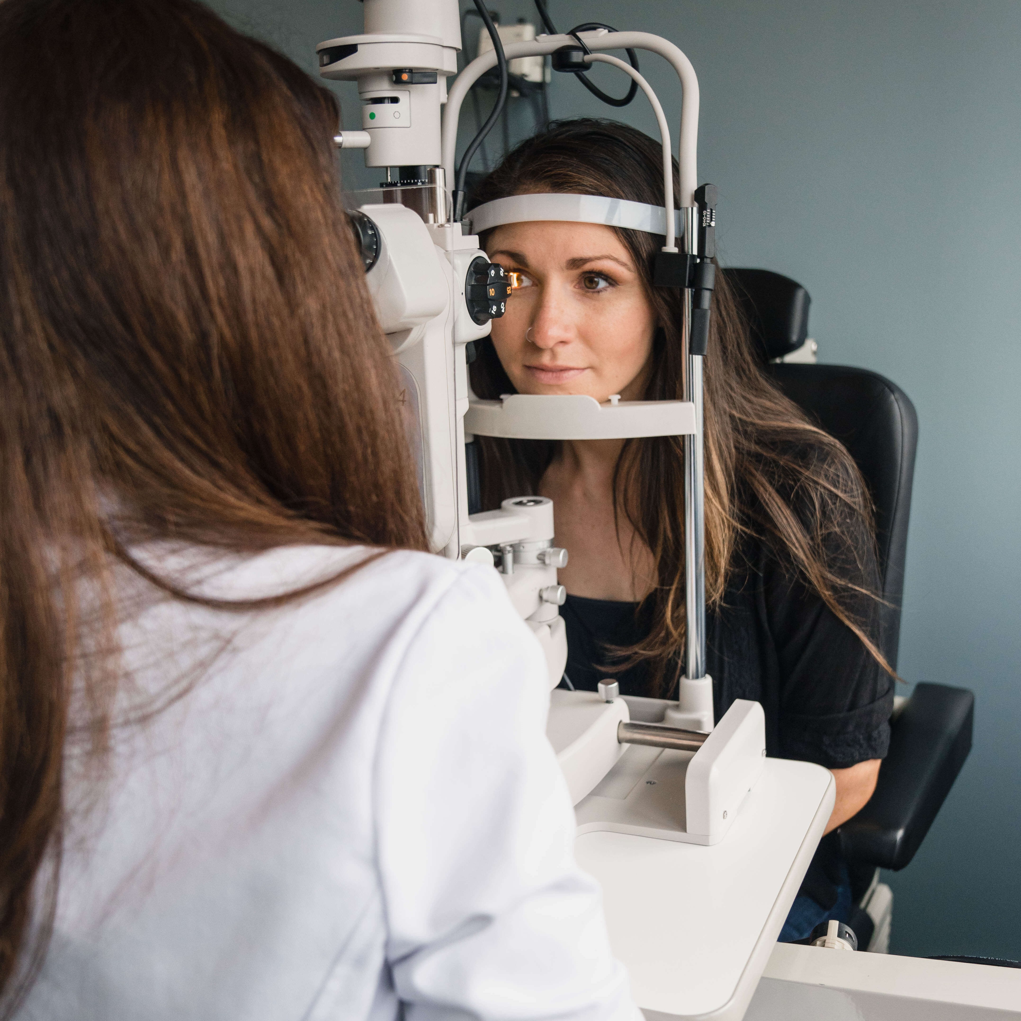 Girl getting eye exam
